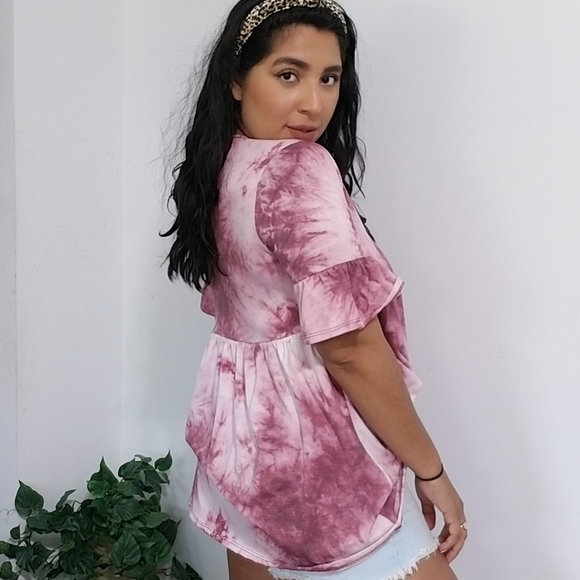 WHAT A DAY TIE DYE RUFFLE TUNIC TOP - Picture 10 of 16